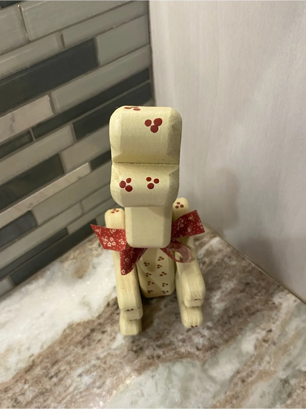 Vintage Folk Art Wooden Articulated Bunny Figurine